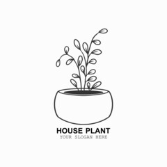 house plant vector, flower pot home decor icon art illustration