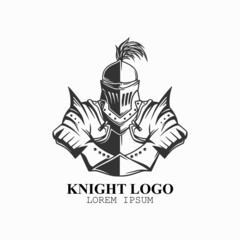 medieval knight logo vector, warrior icon element company illustration - obrazy, fototapety, plakaty