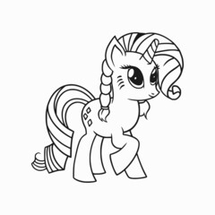 unicorn cartoon art vector, cute pony icon illustration