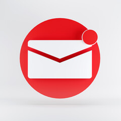 3D Render White Mail icon symbol  floating envelope concept idea on white background. Minimal...