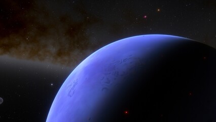 View of planet earth from space, detailed planet surface, science fiction wallpaper, cosmic landscape 3D render	