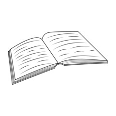 Open book  in doodle style.  Vector illustration.