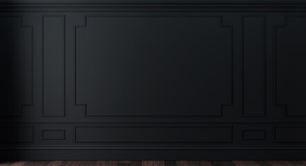 Classic luxury black empty interior with wall molding panels - 487480189