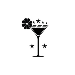 cocktail glass logo. martini wine symbol with lime