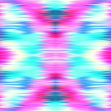 Optical tie dye kaleidoscope blur texture background. Seamless washed out symmetry ombre effect. 80s style retro geometric mirror pattern. High resolution funky beach wear fashion textile