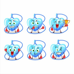 A sporty crystal heart necklace boxing athlete cartoon mascot design