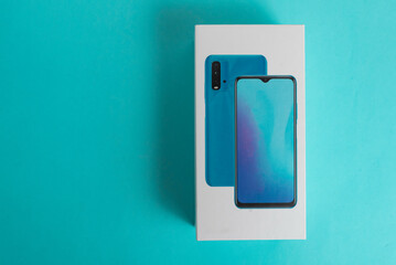 White cell phone box on the background