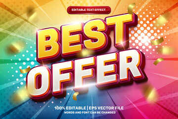 best offer sale hype modern 3d editable text effect with colorfull halftone comic background