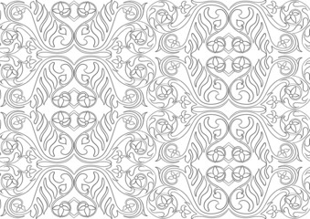 Interlacing abstract ornament in the medieval, romanesque style. Seamless pattern, background. Outline vector illustration.