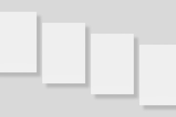 Floating blank paper for mockup. 3D Render.