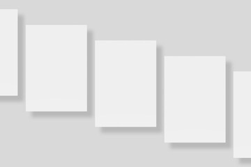 Floating blank paper for mockup. 3D Render.