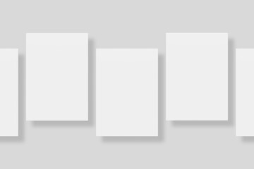 Floating blank paper for mockup. 3D Render.