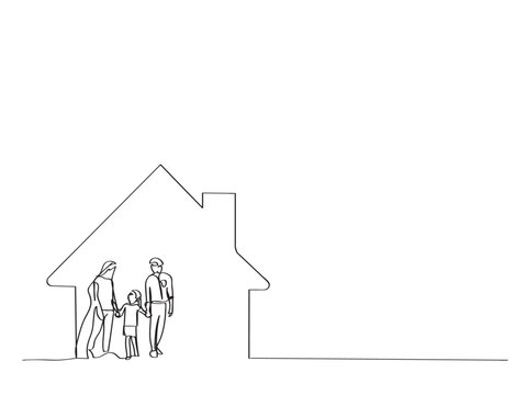 Continuous Line Drawing Family Of Minimalism 