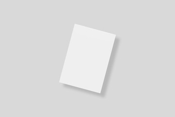 Floating blank paper for mockup. 3D Render.