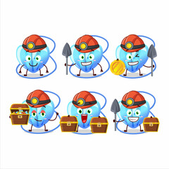 Fototapeta premium miners crystal heart necklace cute mascot character wearing helmet