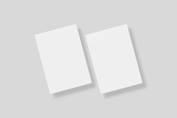 Floating blank paper for mockup. 3D Render.