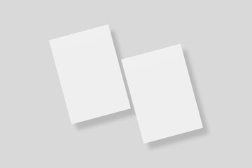 Floating blank paper for mockup. 3D Render.