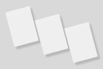 Floating blank paper for mockup. 3D Render.