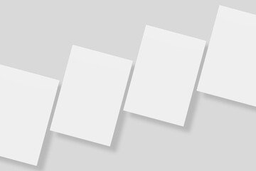 Floating blank paper for mockup. 3D Render.