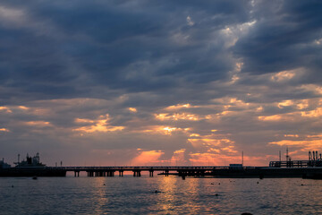 sunset over the harbor