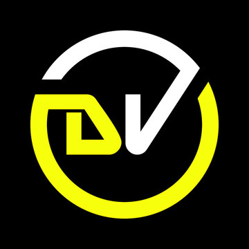  DV letter logo design on black background Initial Monogram Letter DV Logo Design Vector Template. Graphic Alphabet Symbol for Corporate Business Identity