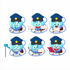A picture of cheerful crystal heart necklace postman cartoon design concept