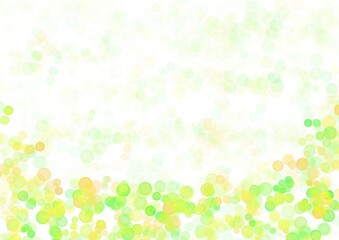 Abstract art background with light green and yellow circle babble. Greeting card with colorful confetti pattern