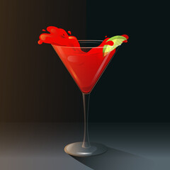 red cocktail on a black background
