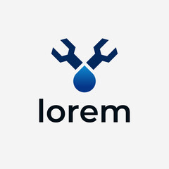 Simple Wrench and Water Drop Logo Designs Ideas