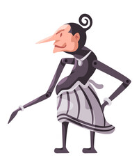 Petruk character symbol of wise man wayang traditional puppet fromJava Indonesia illustration grephic figure