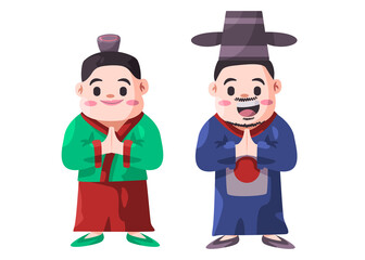 Couple wearing Korean hanbok korea festival chuseok bride marriage with traditional costume