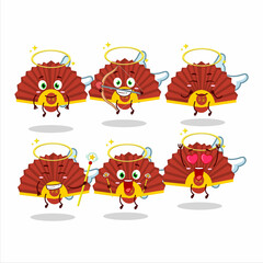 Red chinese fan cartoon designs as a cute angel character