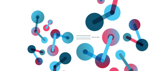 Abstract background. Round dots connected by lines. Trendy techno business template for wallpaper, banner, background or landing