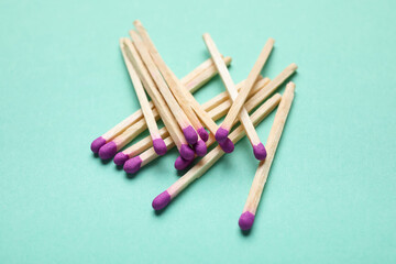 New matchsticks on color background