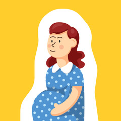Colorful simple flat vector of pregnant woman, people concept template background, vector illustration.