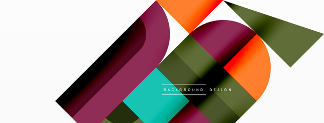 Obraz premium Minimal geometric abstract background. Circle square and triangle design. Trendy techno business template for wallpaper, banner, background or landing