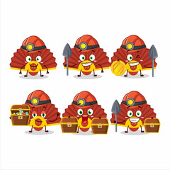 miners red chinese fan cute mascot character wearing helmet