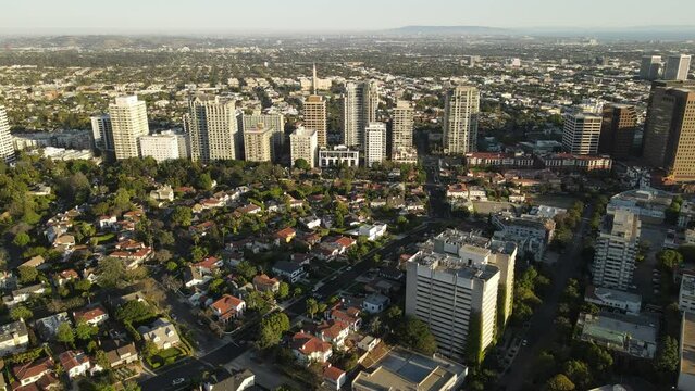 Century City & Westwood in Los Angeles California Drone Aerial 4K Footage