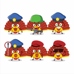 A dedicated Police officer of red chinese fan mascot design style