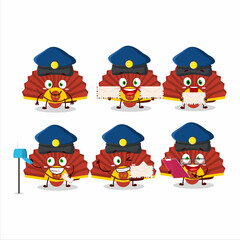 A picture of cheerful red chinese fan postman cartoon design concept