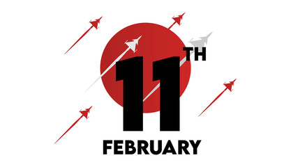 11th february, japan national foundation day banner design with silhouette aircraft. vector illustration