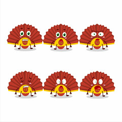 Character cartoon of red chinese fan with scared expression