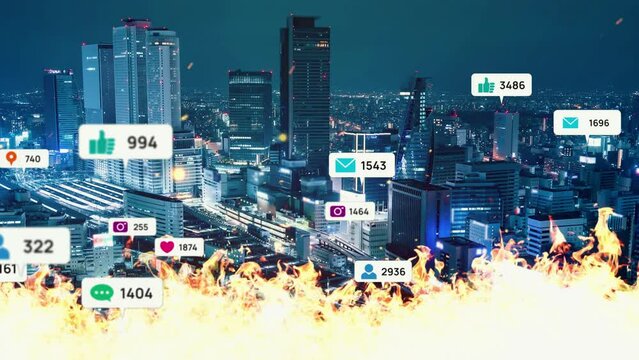 Flaming on social media concept. Viral marketing.