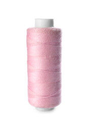 Bright sewing thread spool on white background