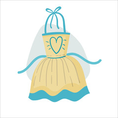 Illustration of a cooking apron with a heart in a cartoon, hand-drawn style.