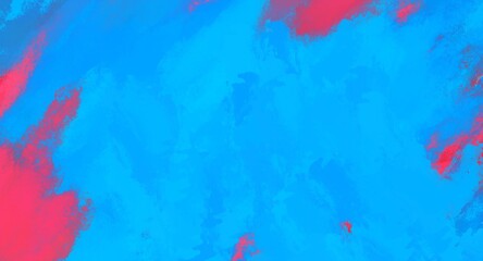 Bright saturated blue and coral background abstraction texture, paper or wallpaper with oil or strokes of paints or grunge suitable for any print or website design