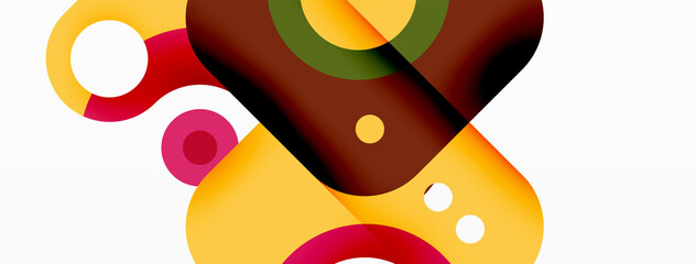 Creative geometric wallpaper. Minimal bubble arrow and circle abstract background. Techno business template for wallpaper, banner, background or landing