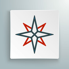 Line Wind rose icon isolated on white background. Compass icon for travel. Navigation design. Colorful outline concept. Vector