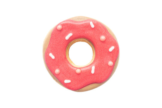 Donut Cookie With Royal Icing Isolated On White Background