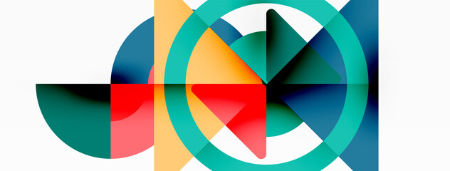 Fototapeta premium Creative geometric wallpaper. Minimal abstract background. Triangles and circles composition vector illustration for wallpaper banner background or landing page